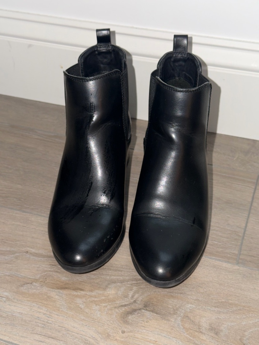 a new day Black Leather Ankle Booties